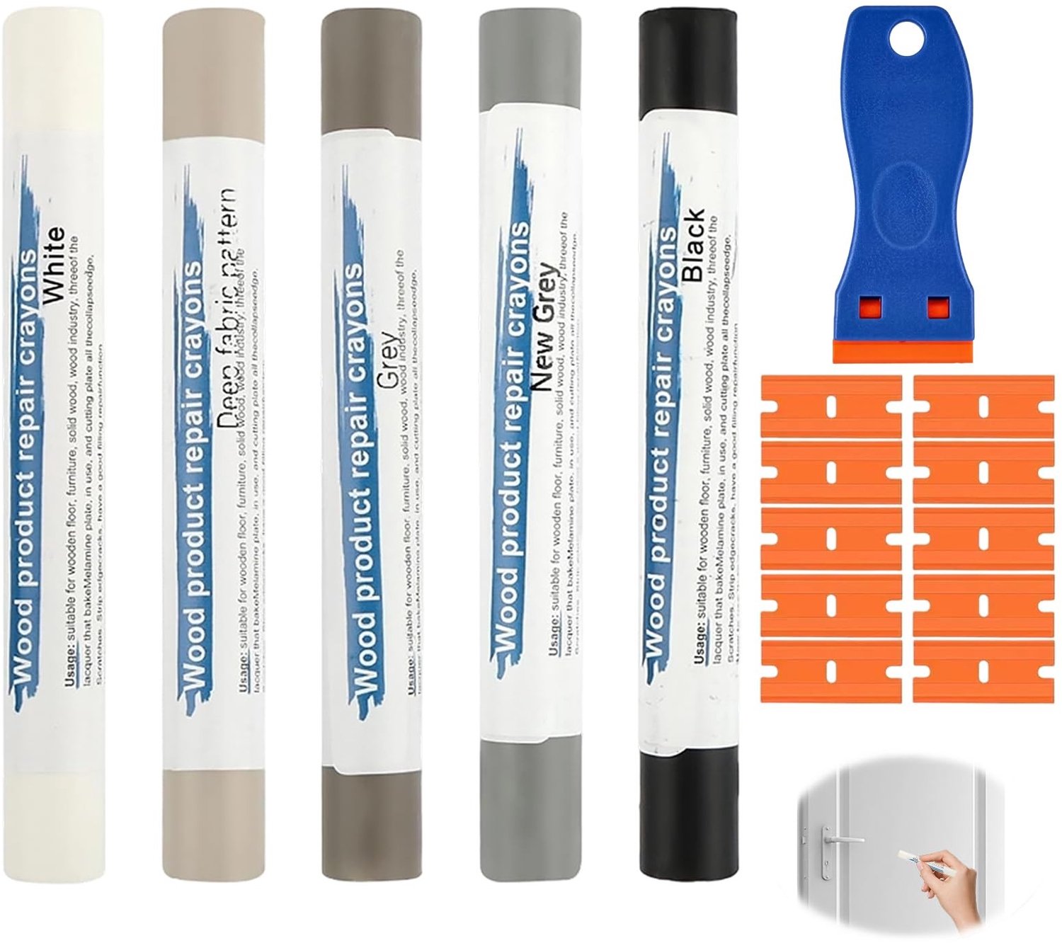 Laminaat Reparatie Kit in Grijs met 5 Kleuren voor Vloeren