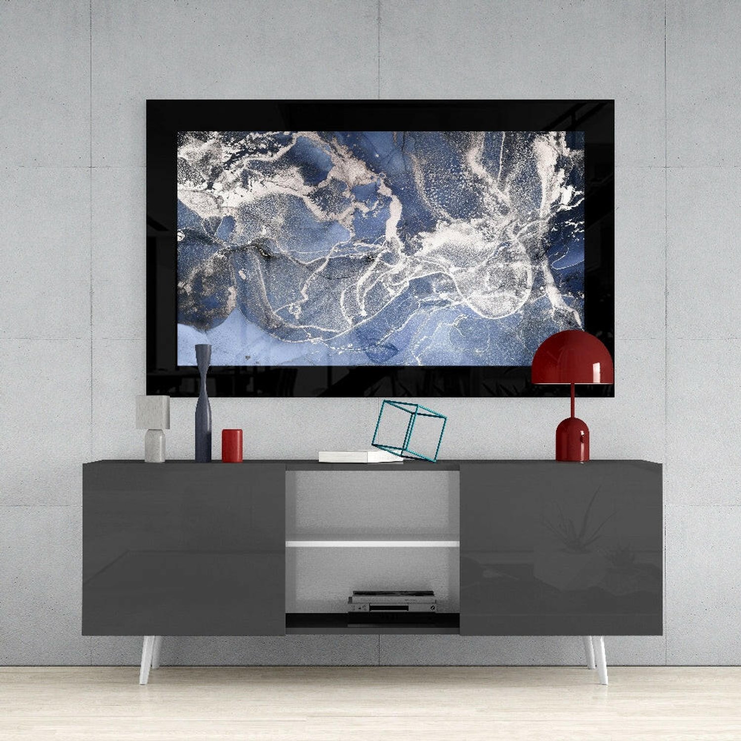Glasschilderij – Blauwe Kwarts – Stijlvolle Wanddecoratie