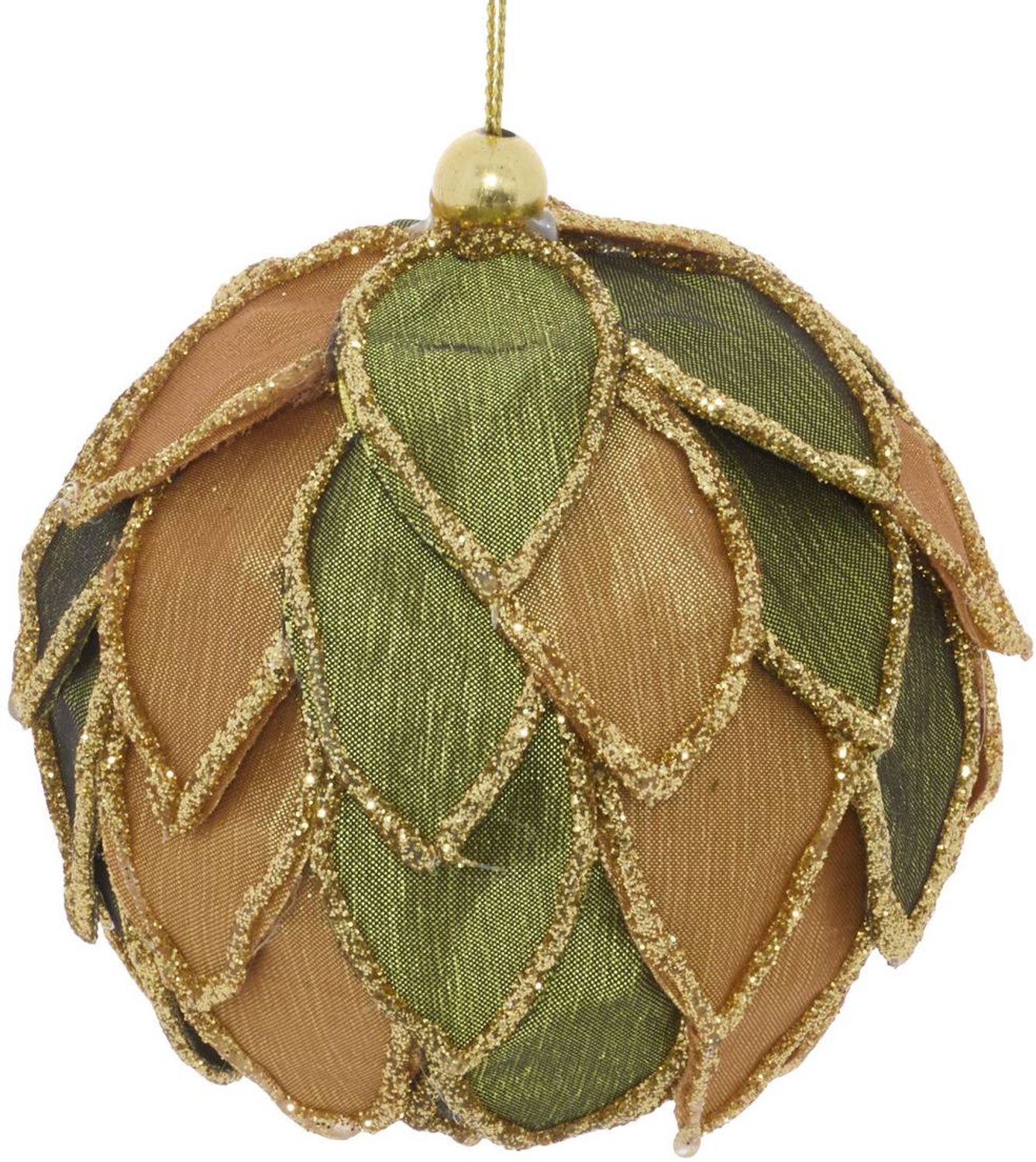 Feeric lights & Christmas Hangversiering in de vorm van een dennenboom met groene en gouden bloemblaadjes, 8 cm