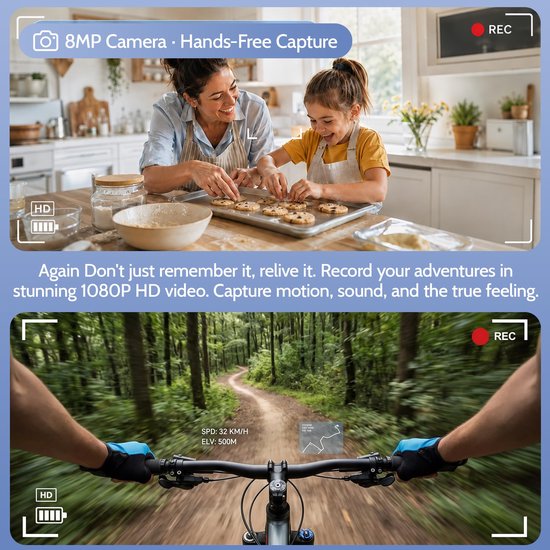 AI Smart Glasses met Camera - Smart Bril 8MP - Met Real Time Vertaling & Spraakassistent - Open‑Ear‑Audio - Lichtgewicht Zonnebrillen — afbeelding 2