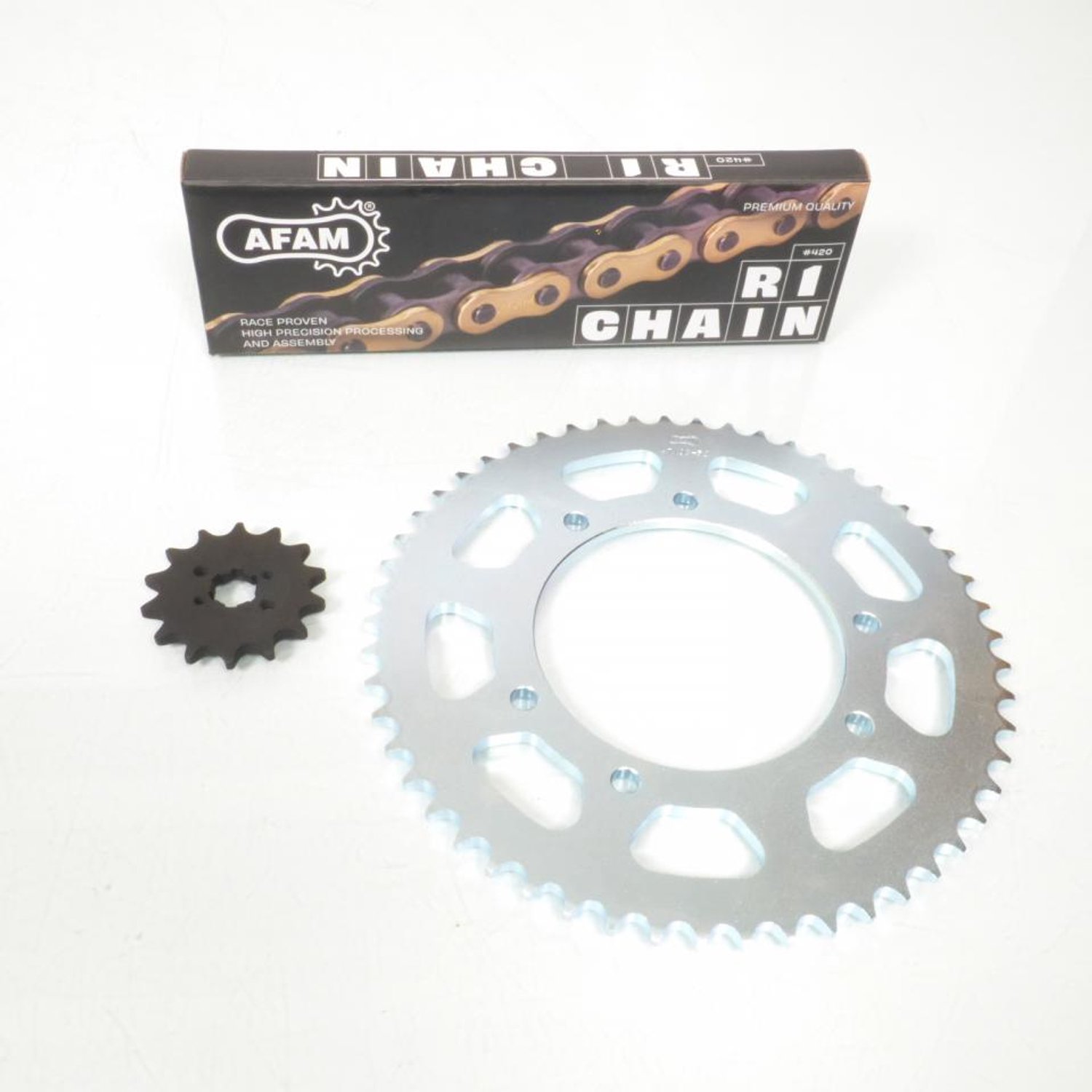 Kettingset Afam voor motor Gilera 50 SMT Supermotard 2003 tot 2005 14x53 spoed 420 Nieuw