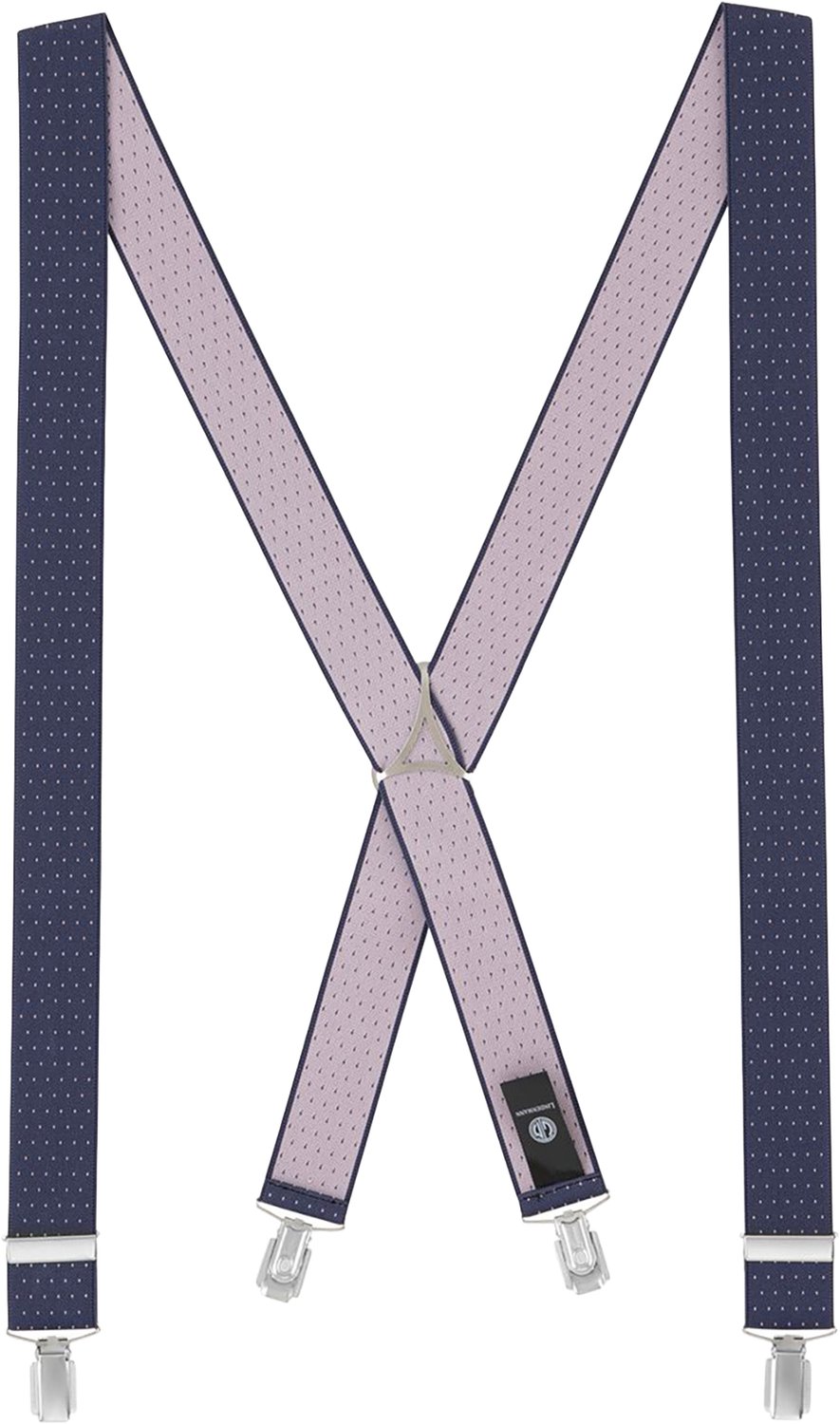 LINDENMANN heren bretels met extra sterke clips X-vorm - blauw gestipt