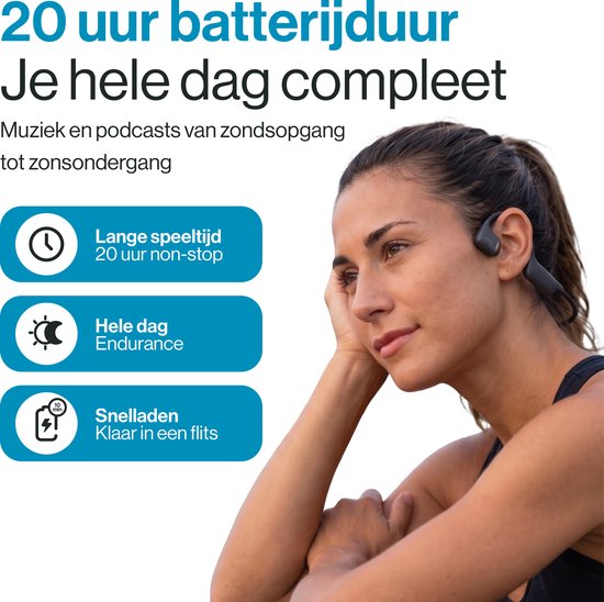 REBØNE® Beam Open Ear Oortjes - Sport Oortjes Draadloos - Open Ear Koptelefoon - Hardloop Oortjes met Nekband - Bluetooth 5.4 - IPX5 - Zwart