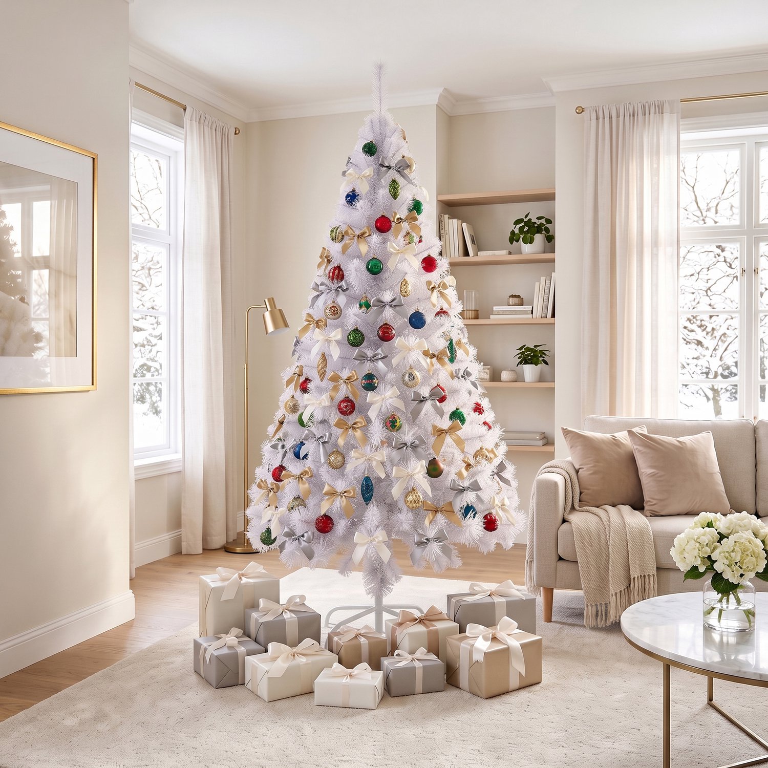 Kerstboom – 210cm Kunstkerstboom – Wit PVC – met Standaard – foto 6