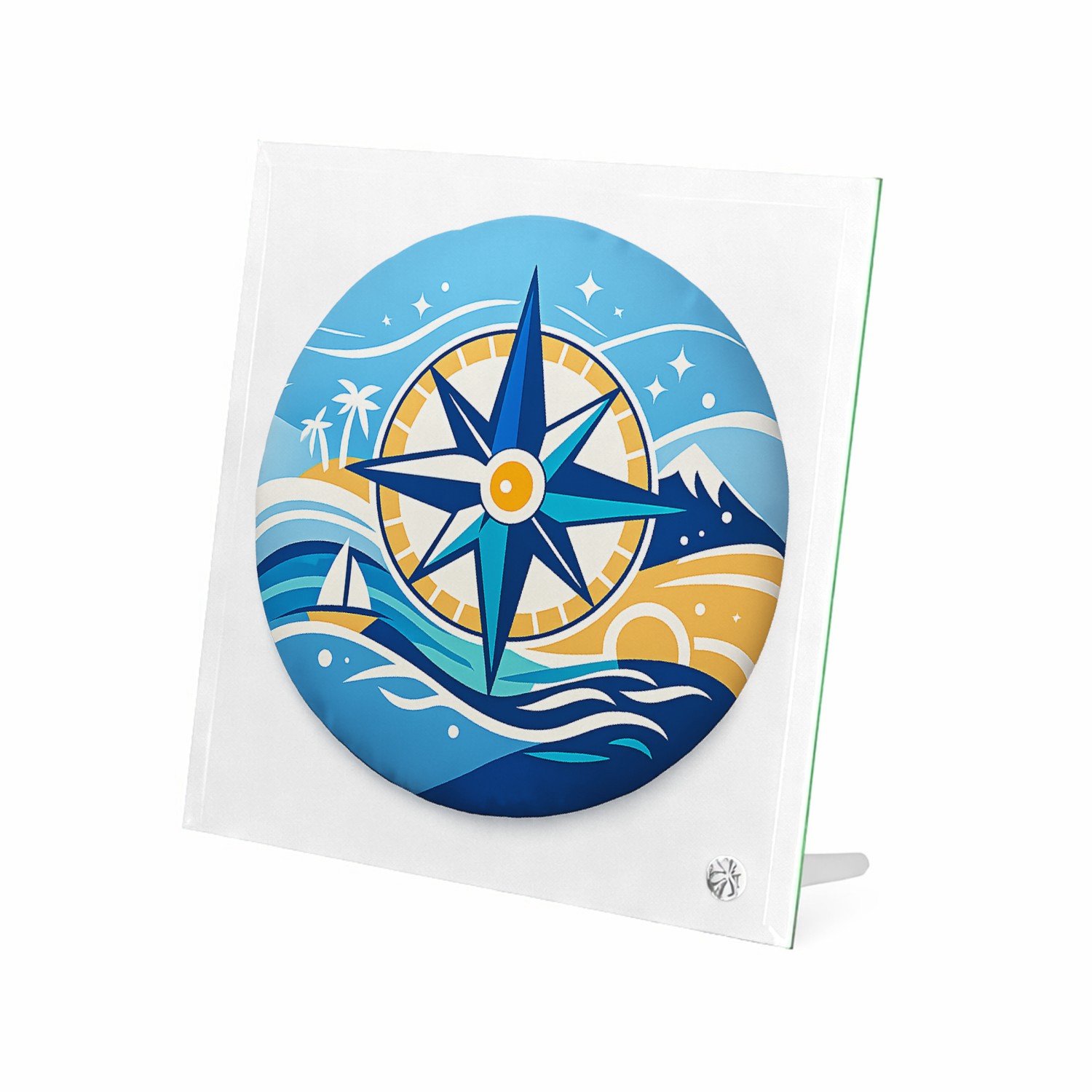 Mr Cadeautjes Glasframe 20 x 20 - design Avontuurlijk kompaskussen | cadeau Wit