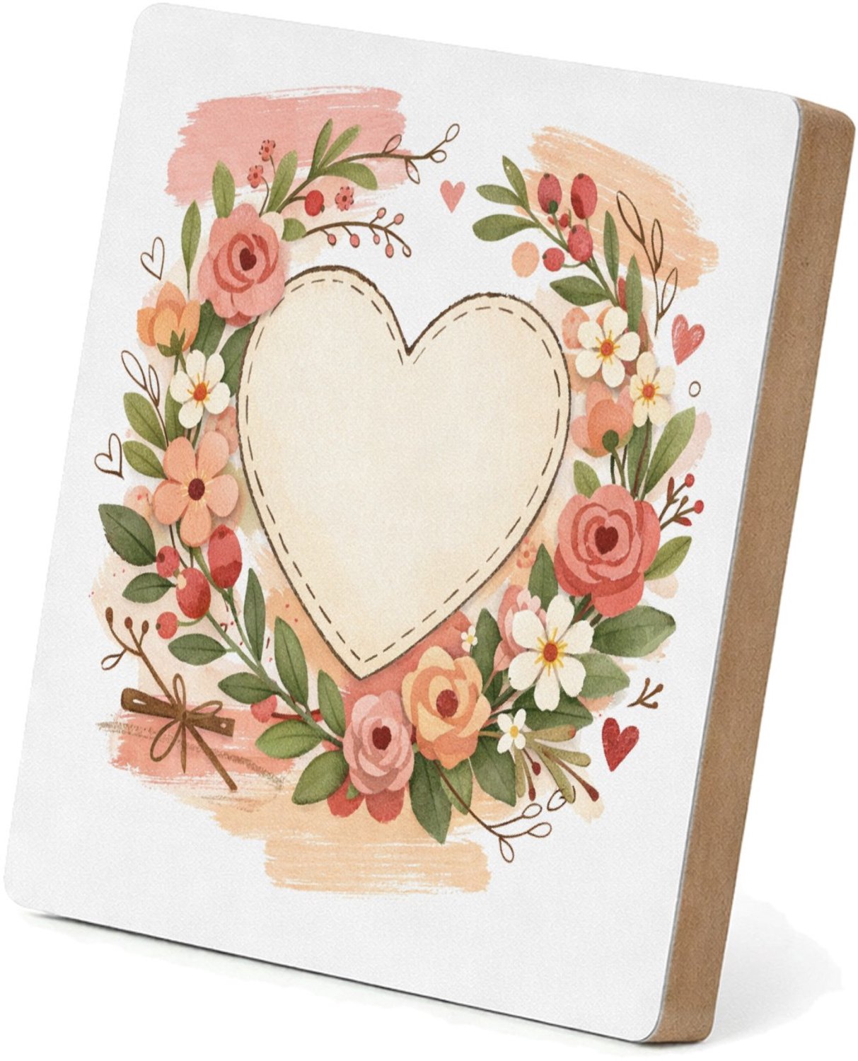 Mr Cadeautjes MDF staande fotolijst 15,2 x 15,2 - design Een romantische bloemenkaart met een zachte seizoenssfeer en | cadeau Wit