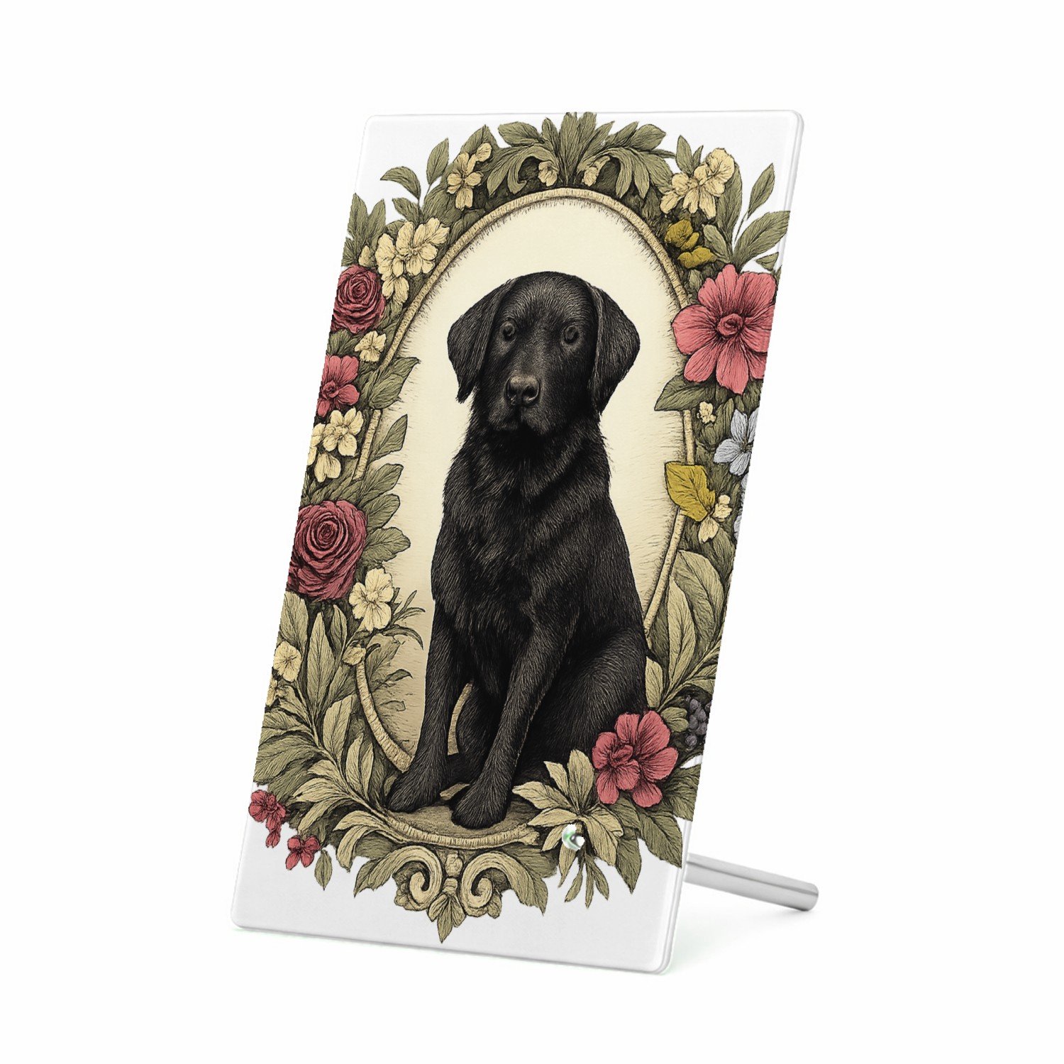 Mr Cadeautjes Glasframe 11 x 16 - design Een kat als rustige hoofdfiguur in een decoratief kader van | cadeau Wit