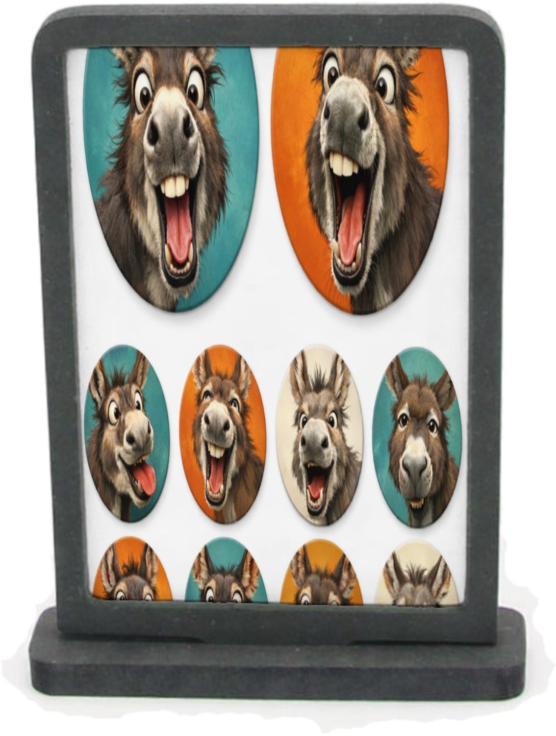Mr Cadeautjes Houten fotolijst rechthoek met MDF inleg - design Ronde set met grillige kippen- of hanenkoppen in een speelse | cadeau Wit