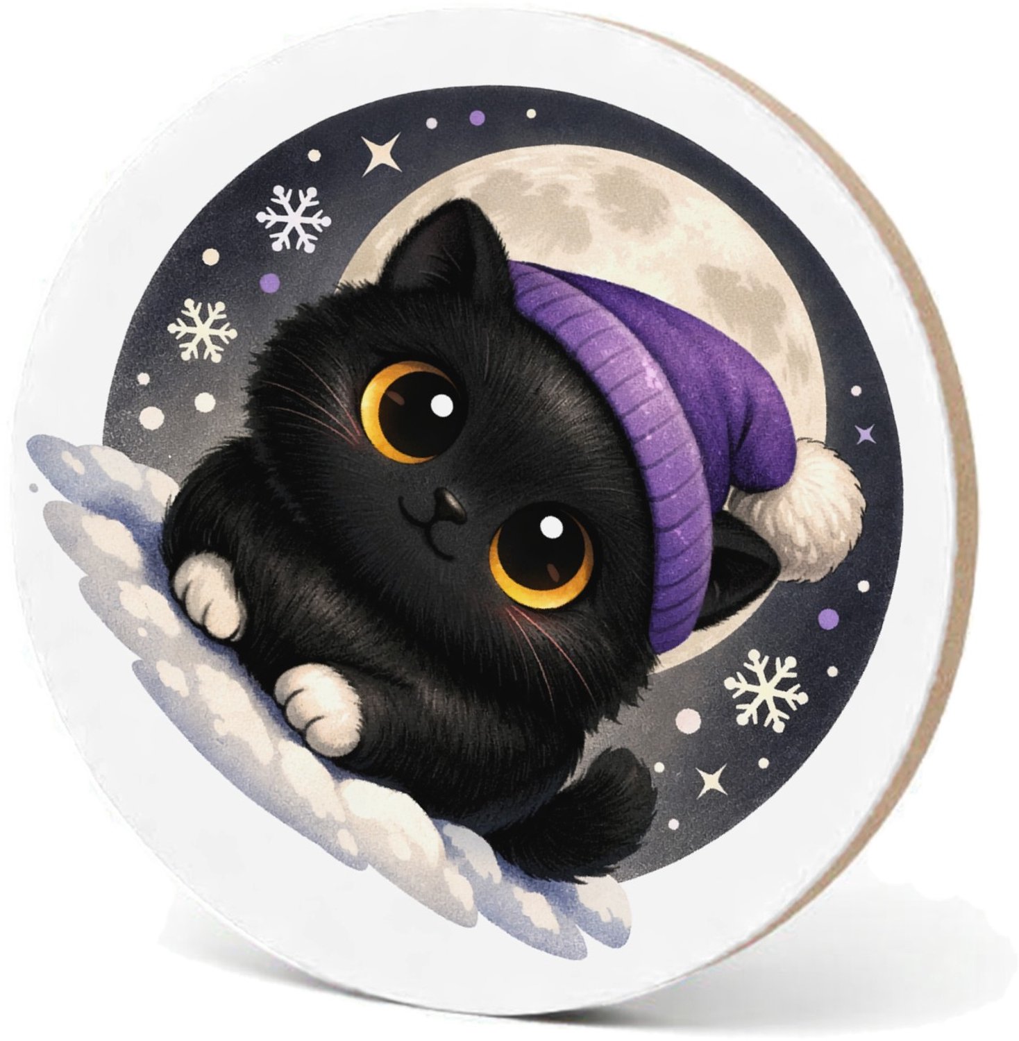 Mr Cadeautjes MDF fotolijst - design Lieve pinguïn in winterse nacht | cadeau Wit
