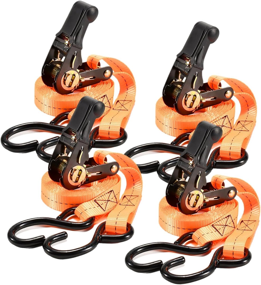 Professionele spanbanden met ratelsysteem - 4 stuks, 5 m, 800 kg, ideaal voor motoren, trailers en vrachtwagens