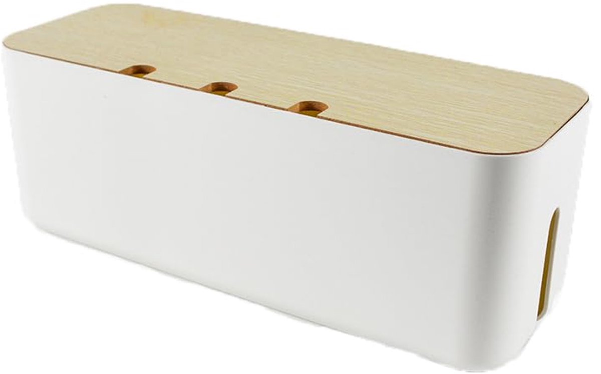 Dailygoods - Kabelbeheer Box met Houten Deksel voor Thuis en Kantoor