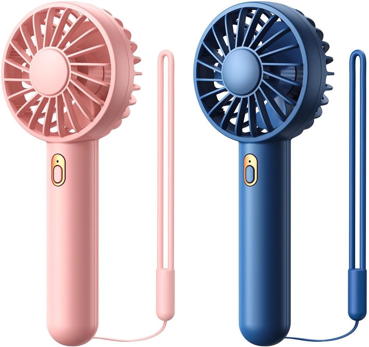 2-pack draagbare mini-ventilator, draagbare USB-oplaadbare kleine handventilator met basis, persoonlijke bureauventilator, supercompacte koelventilator voor make-up, thuis, kantoor, reizen en