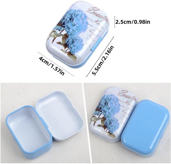8 stuks blikken container rechthoekige kleine blikken doos metalen lege scharnierende blikken lege blikken basisbenodigdheden blikken voor snoep sieraden, 6 x 4 x 2,5 cm (bloemen 02) — afbeelding 4