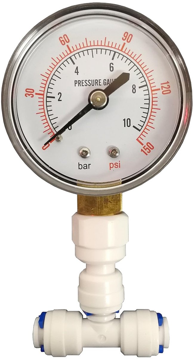 Manometer voor water-RO en thuisomgekeerde osmose-installaties met 0,6 cm aansluiting