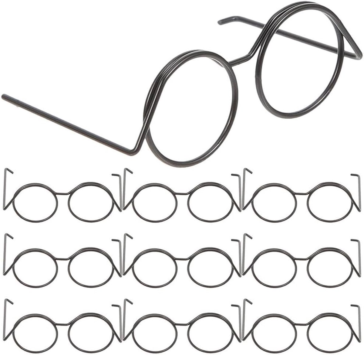 10 stuks poppenbril-decoratieve monturen, zwarte zonnebril, metalen minibril voor poppenbrillen, rekwisieten voor poppenbrillen, poppenzonnebrillen voor dwergen, poppenbrillen