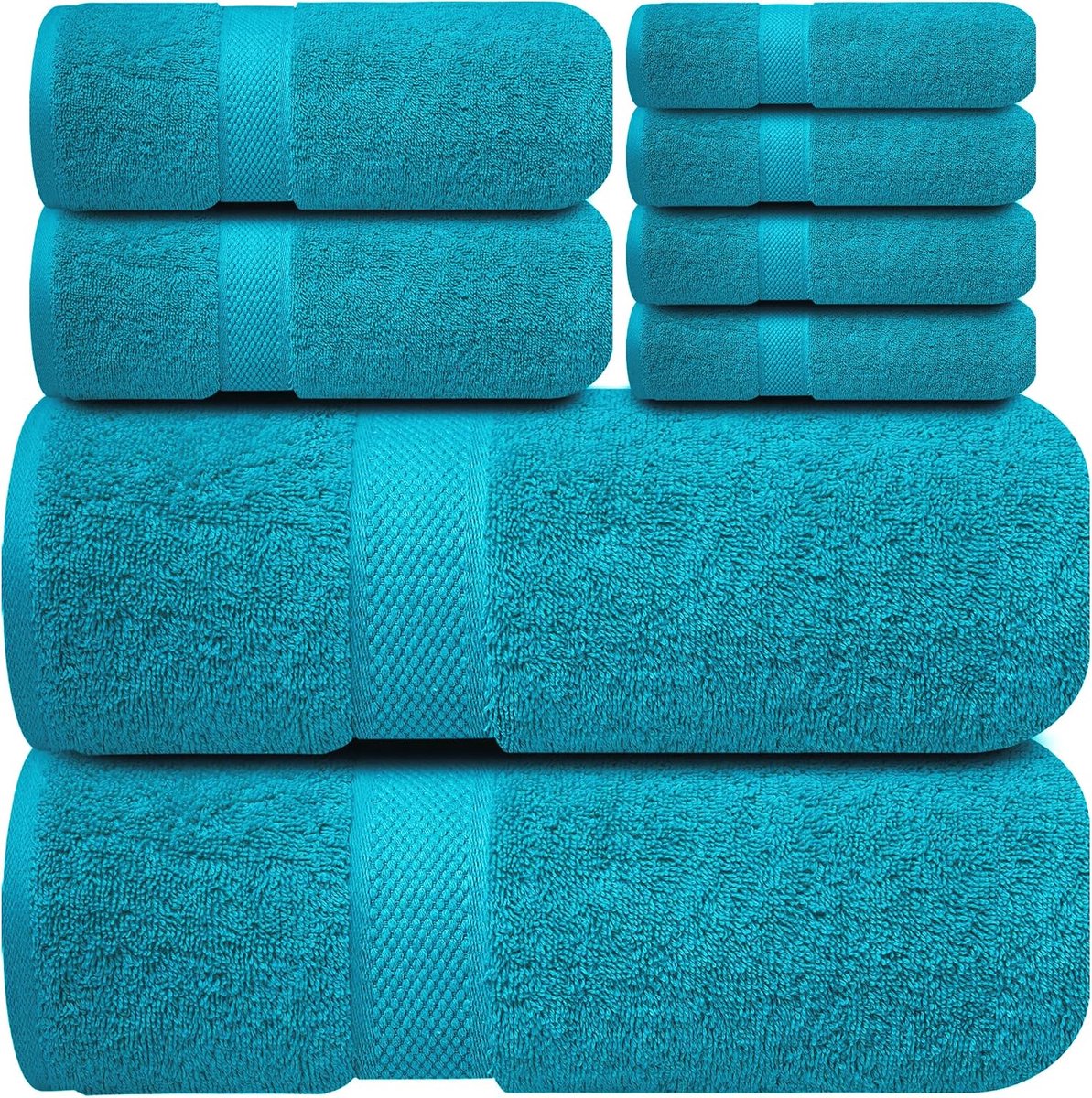 Xclusives 8-Delige Handdoekenset | 100% Katoen | 2 Badhanddoeken, 2 Handdoeken, 4 Washandjes | Zacht & Zeer Absorberend | Voor Badkamer, Sportschool, Douche, Spa & Hotel