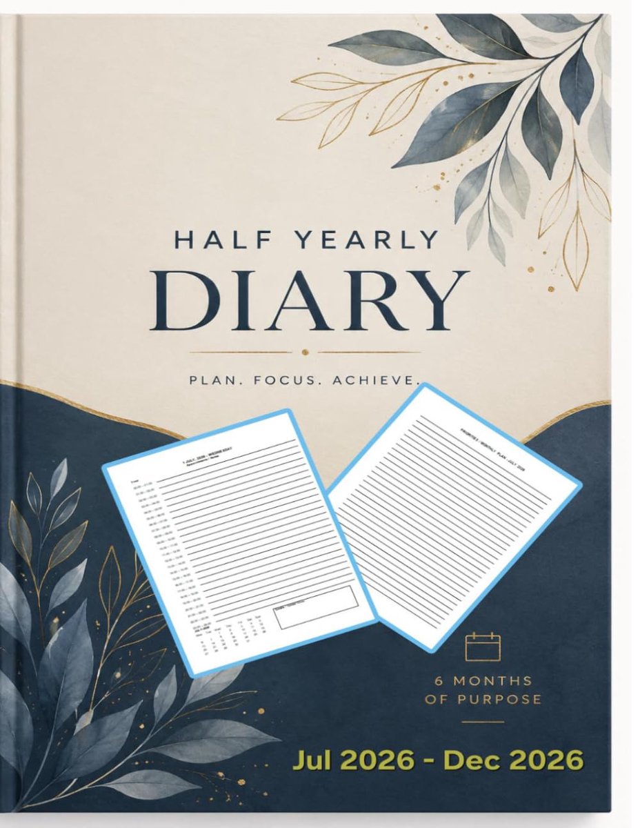 SIX MONTH Dated Diary: A 24hr July-26 to December-26 Daily Planner - ShopVlot