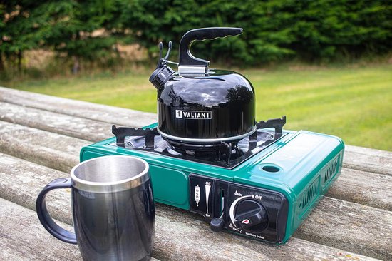 Draagbare fluitketel - Camping waterkoker - Buiten koken - Afneembare handgreep - 1 liter - Zwart — afbeelding 5