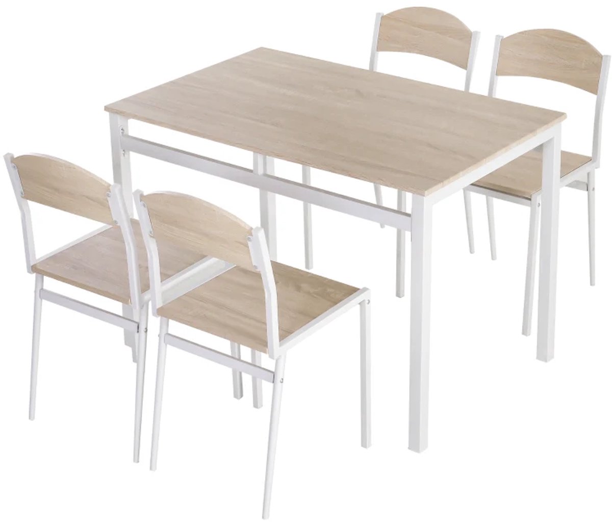 Eethoek - 5-delig - Eettafel Met 4 Stoelen - Ruimtebesparende Keukentafelset - Voor Eetkamer En Keuken - Grijs En Wit