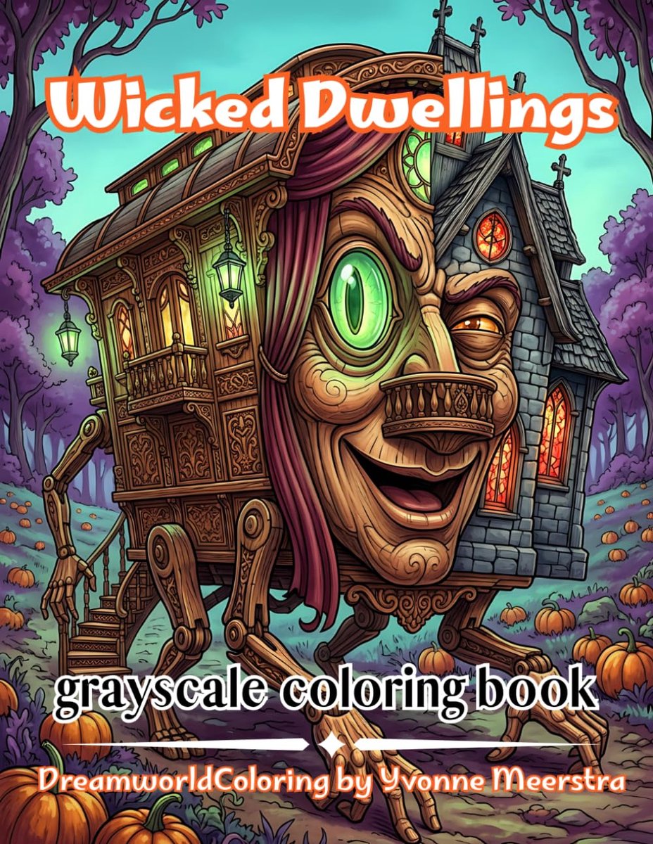 wicked dwellings: A Dark Fantasy Grayscale Coloring Collection of Living Houses, Haunted Architecture and Surreal - ShopVlot