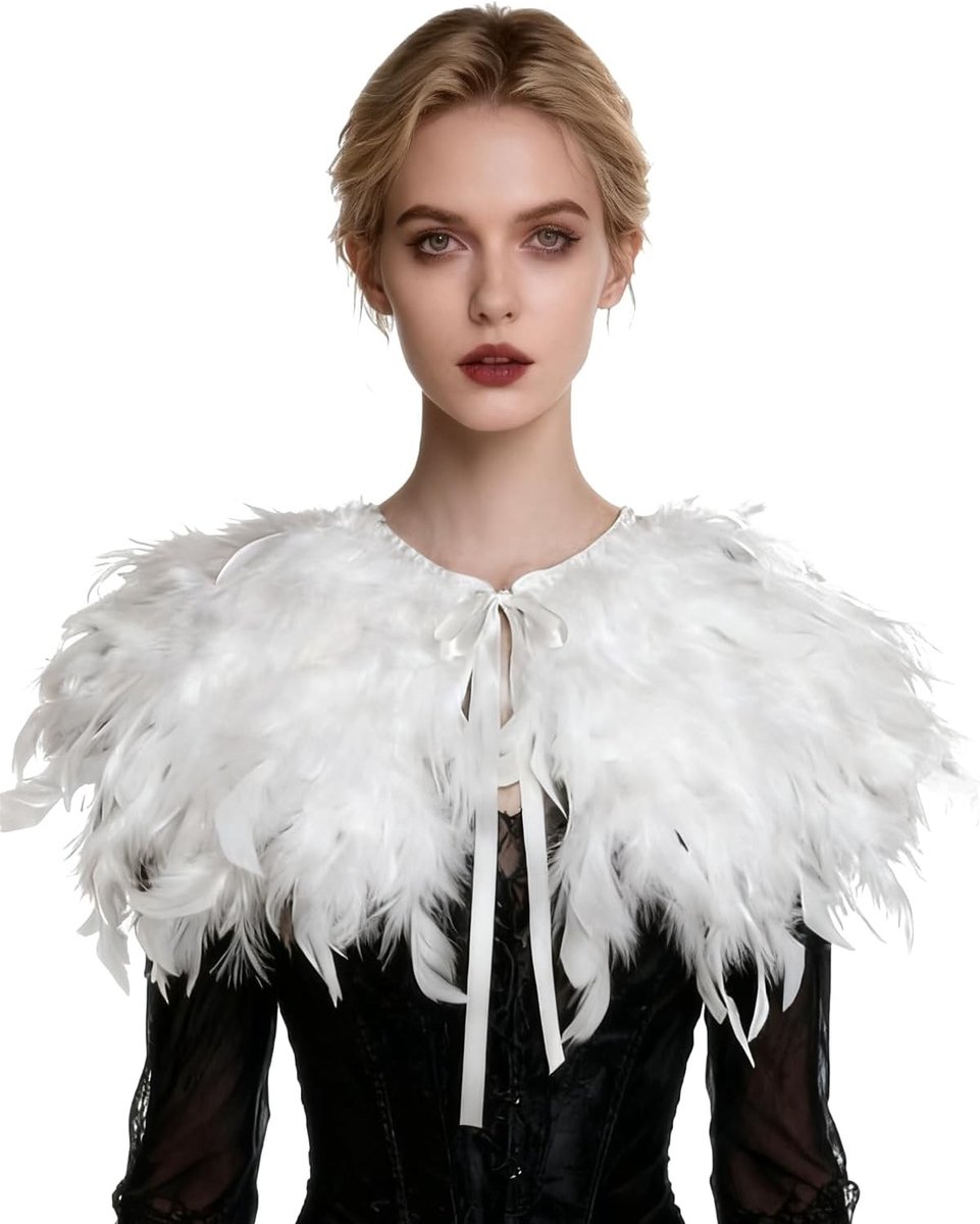Verencape in zwart, wit en beige voor Halloween-kostuum, feestoutfit en carnaval