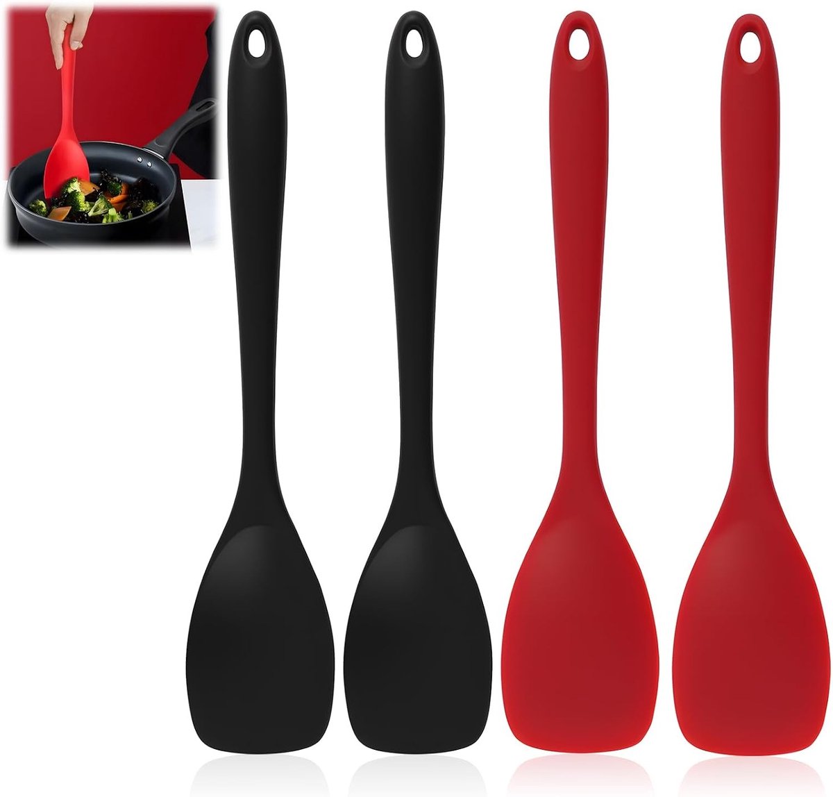 Ergonomische roestvrijstalen lepel van 27,5 cm, ideaal voor anti-aanbakpannen, vaatwasserbestendig kookgereedschap, kooklepel en silicone lepel