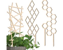 Rankhulp Kamerplanten - Plantensteun Hout - Klimplanten Ondersteunen - Natuurlijk Berkenmultiplex - 3 Afmetingen - Naturel