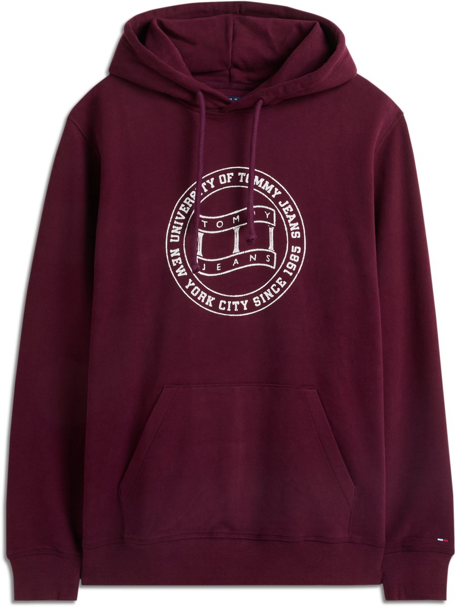 Tommy Jeans Trui Tjm Reg Crest Hoodie Dm0dm23579 V11 Calypso Berry Mannen Rood