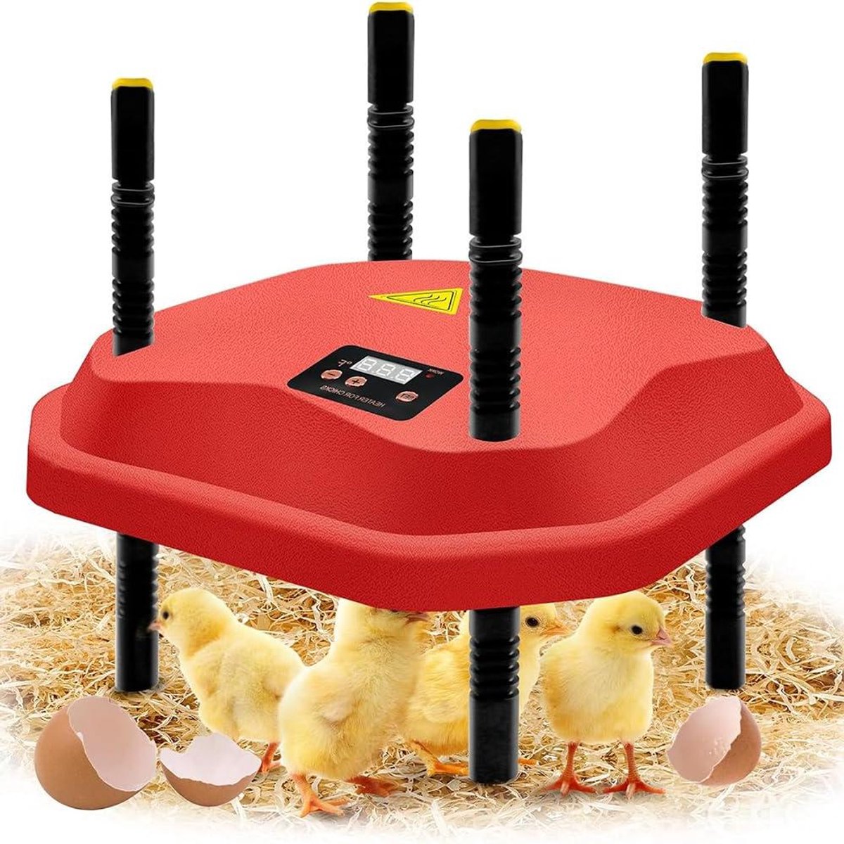 Verwarmingsplaat Kuikens - Warmteplaat Broeden - Gevogelte Verblijf - Verstelbare Hoogte - 25 x 25 cm - Zwart