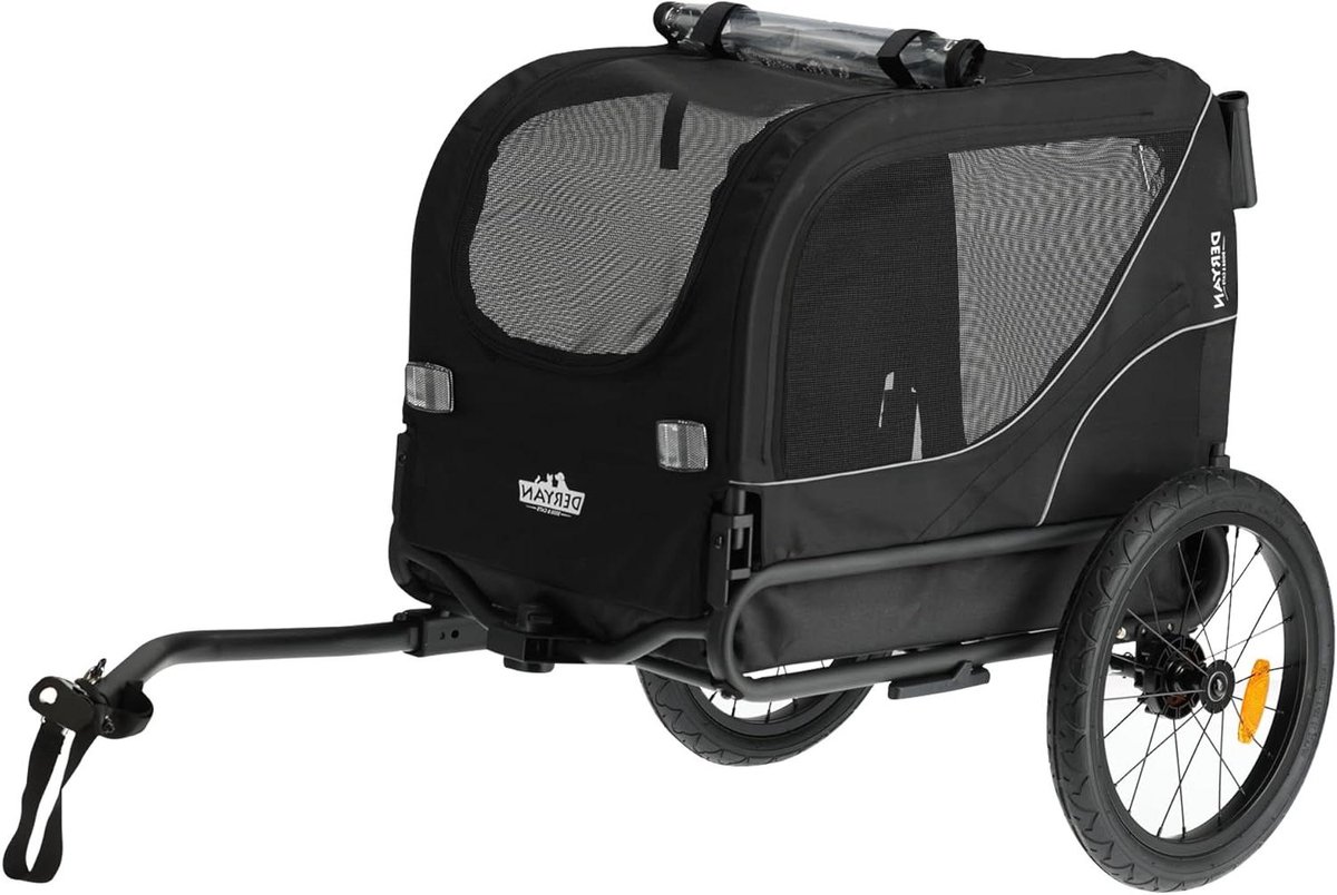 Hondenfietskar - Hondenbuggy Aanhanger - Huisdier Vervoer - Inklapbaar 2-in-1 - Tot 20 kg - Zwart
