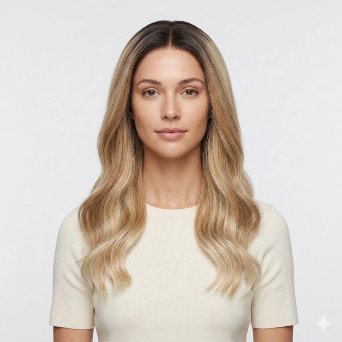 K&C Synthetische Lace Front Pruik - Rose Waves (Donkerbruin met blonde balayage)