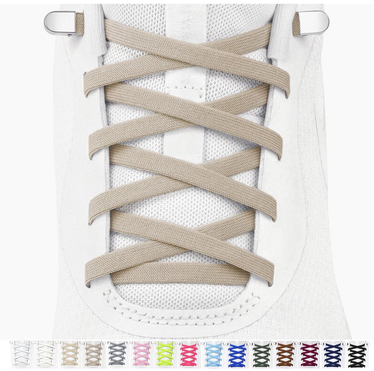 Stepace 2 paar elastische veters voor kinderen en volwassenen, sportschoenen, sneakers, platte schoenveters - ShopVlot