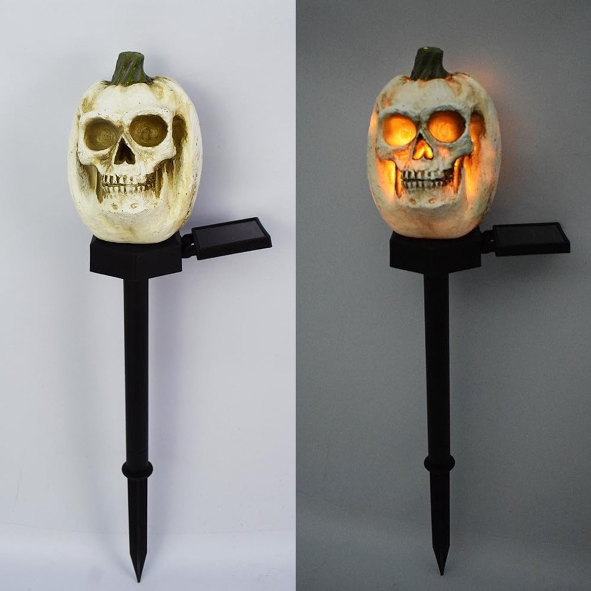 LED Zonne-Pompoen Schedel Grondlicht - Oranje - 40 x 9 x 10 cm - Hars Decoratie Lamp voor Halloween Buiten