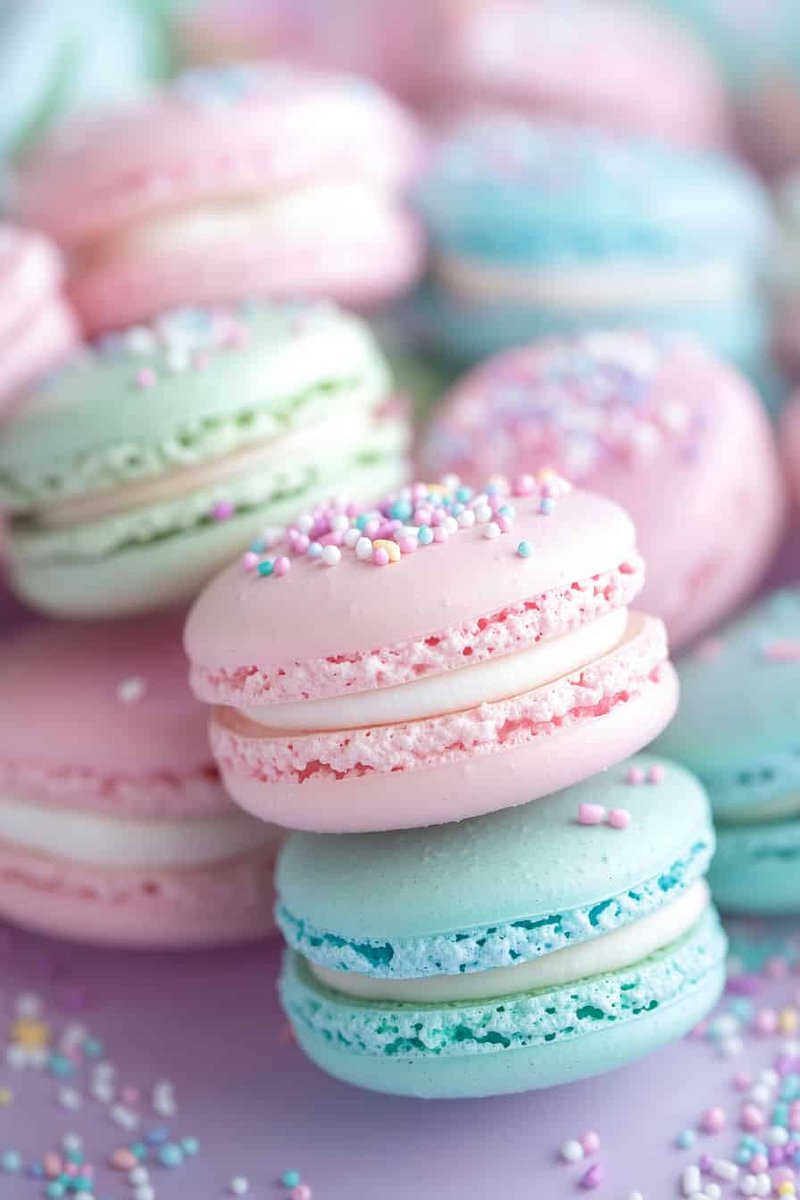 Macaron Poster - Zoet - Dessert - Kleurrijk - Elegante - Kunst - posters - formaat 70x100cm - Wanddecoratie - L4073