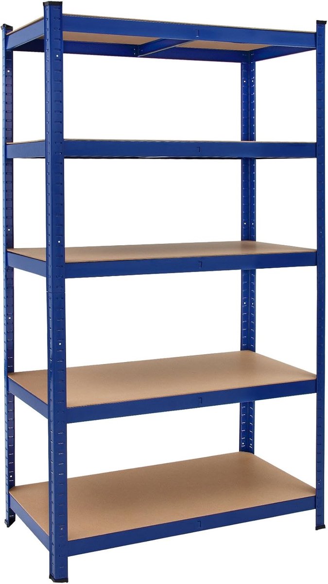 Stellingkast Opbergkast - Blauw - Planken 180 x 90 x 40 cm - 875 kg Draagvermogen Rekken 5 Niveaus Metalen frame - MDF planken
