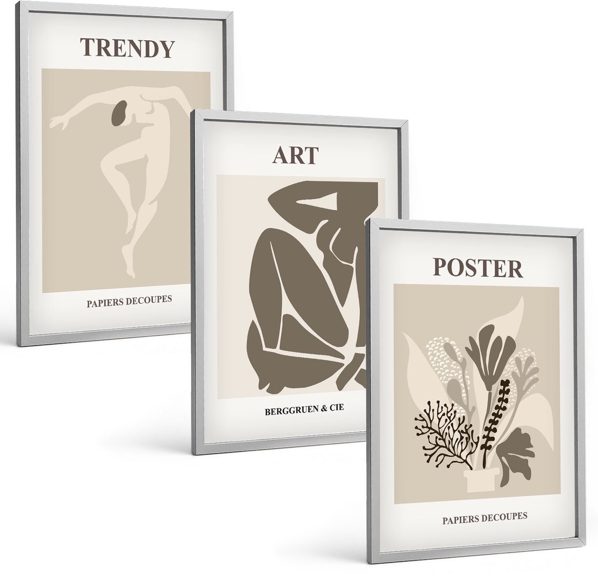 Coloray 3-Delige Schilderij Set - Mensfiguren Met Planten Van Henri Matisse - 40 x 60 cm - Wanddecoratie - Muurdecoratie - Woonkamer - Decoratieve Schilderijen