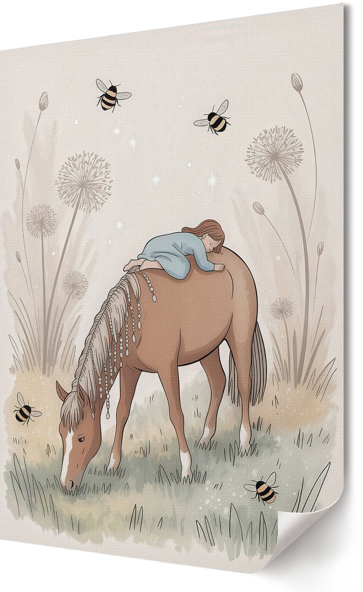 Coloray Polycanvas Wandposter - Vogels En De Zonsondergang, Beige - A3 - Groen Motief - Rechthoek - Wandkunstwerk - Slaapkamer - Modern