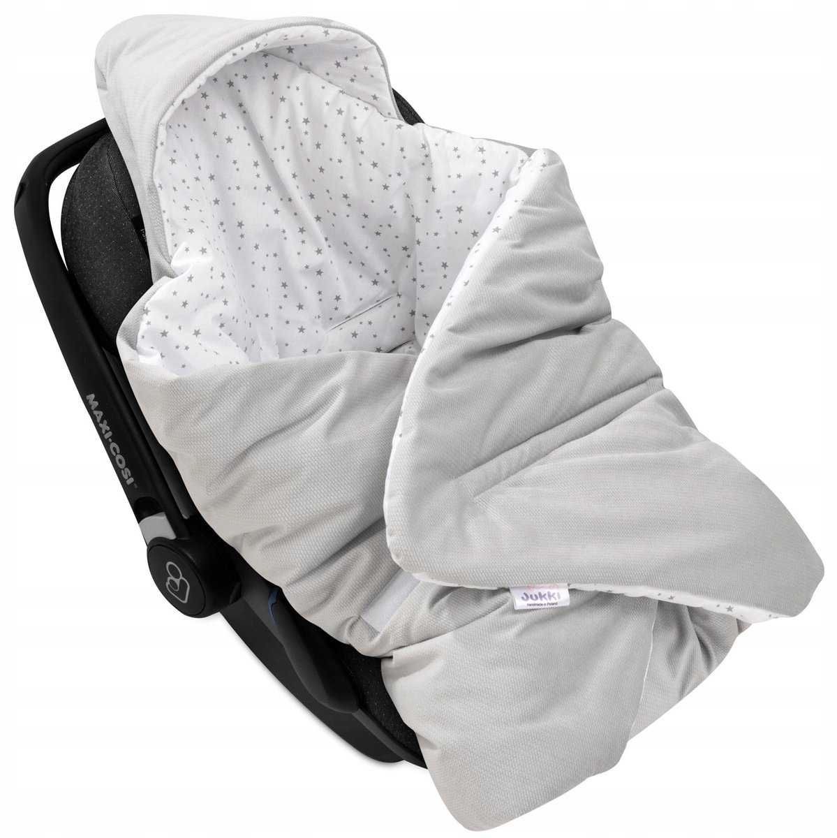 Velvet Baby Voetenzak met Capuchon - 90x90 cm - Sterren & Grijs