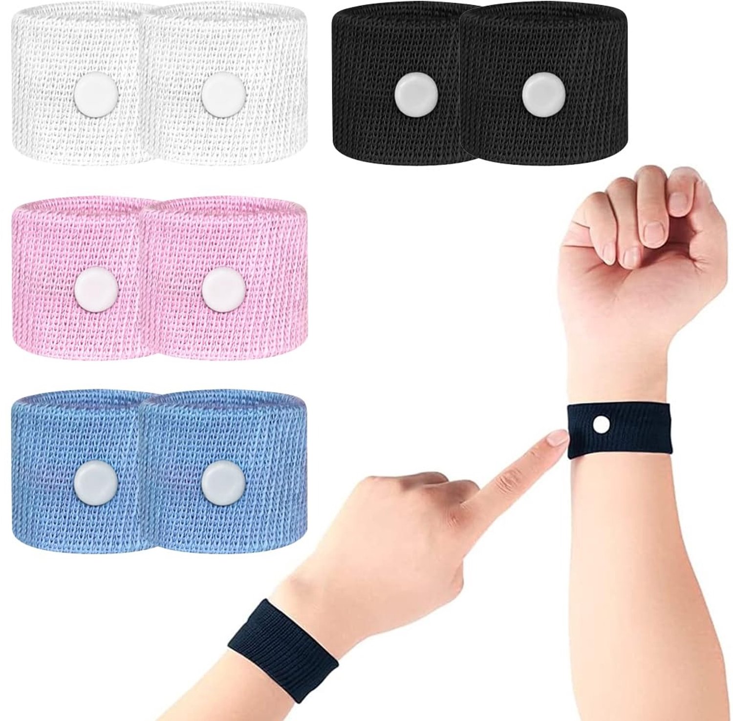Famanu – 4 Paar Acupressuurarmbanden voor Misselijkheid, Geschikt voor Kinderen, Meerdere Kleuren