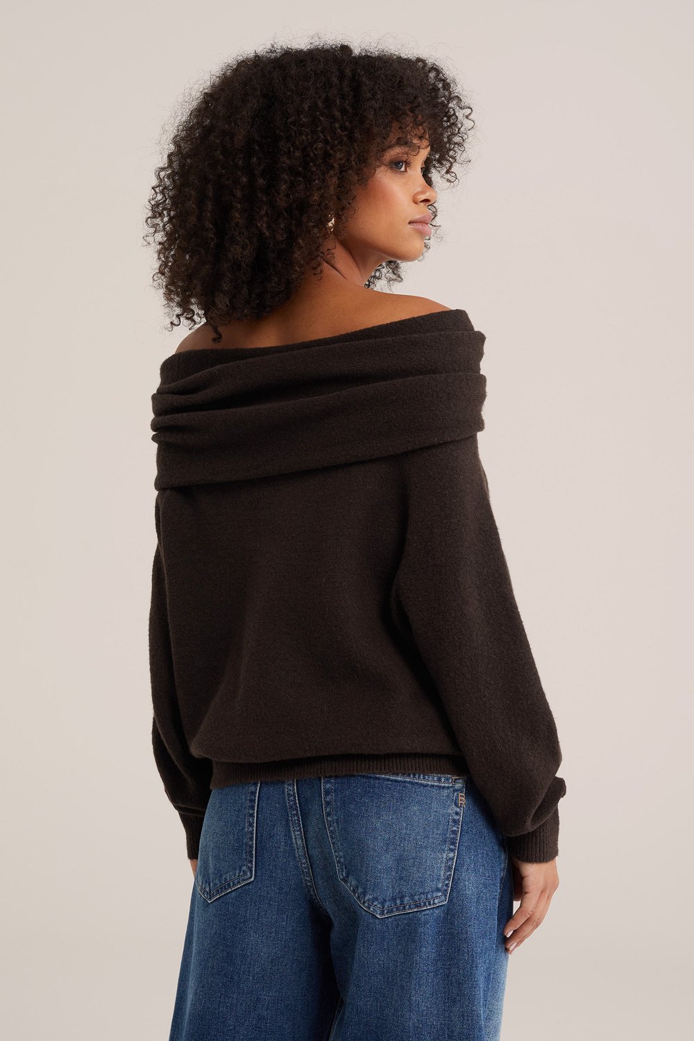 WE Fashion Dames oversized trui van wolmix met goud accent