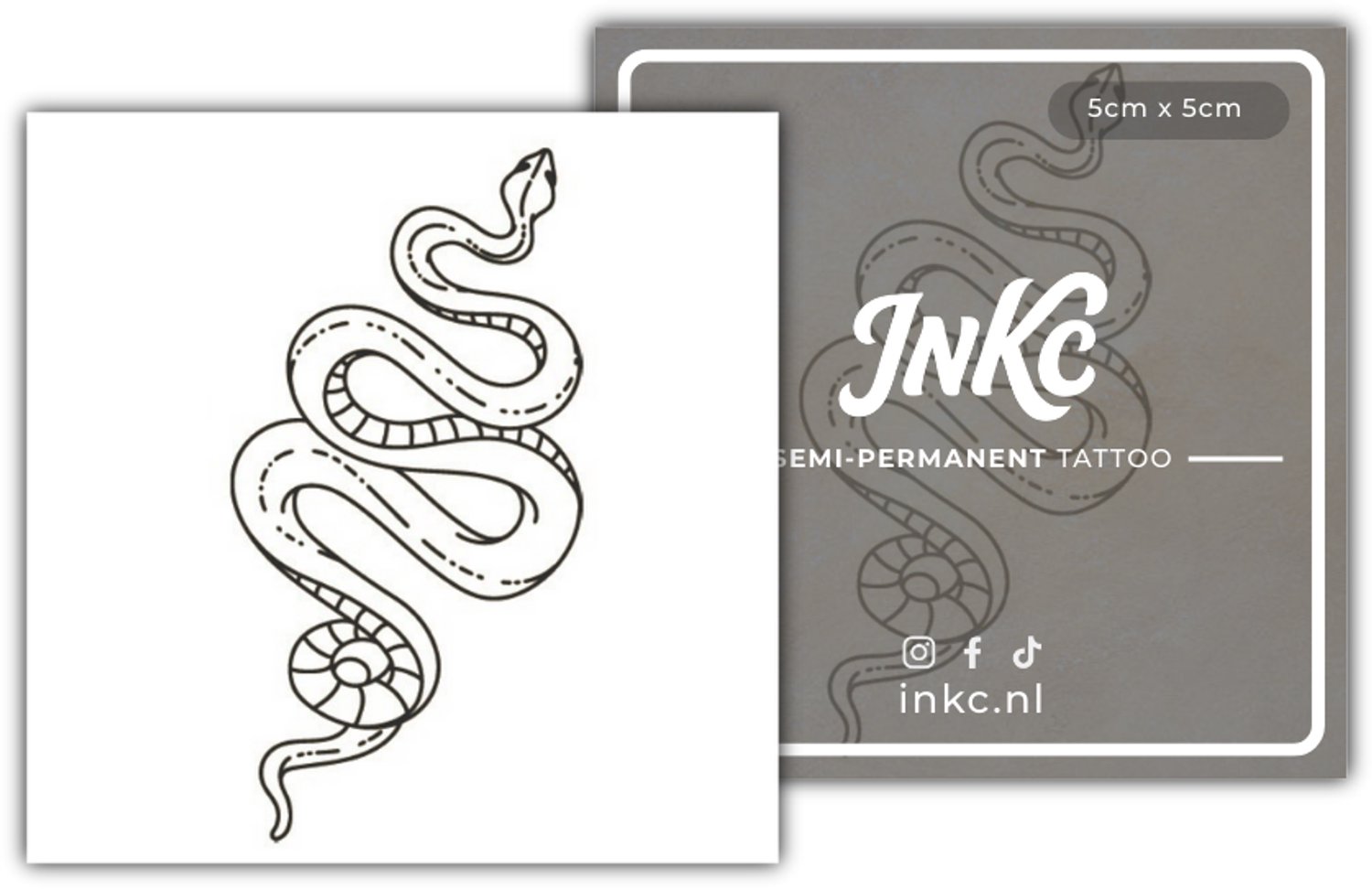 INKC - Tijdelijke Tattoo - Slang - Nep Tattoo - Plak Tattoos - Blijft tot 2 weken - 5 x 5cm