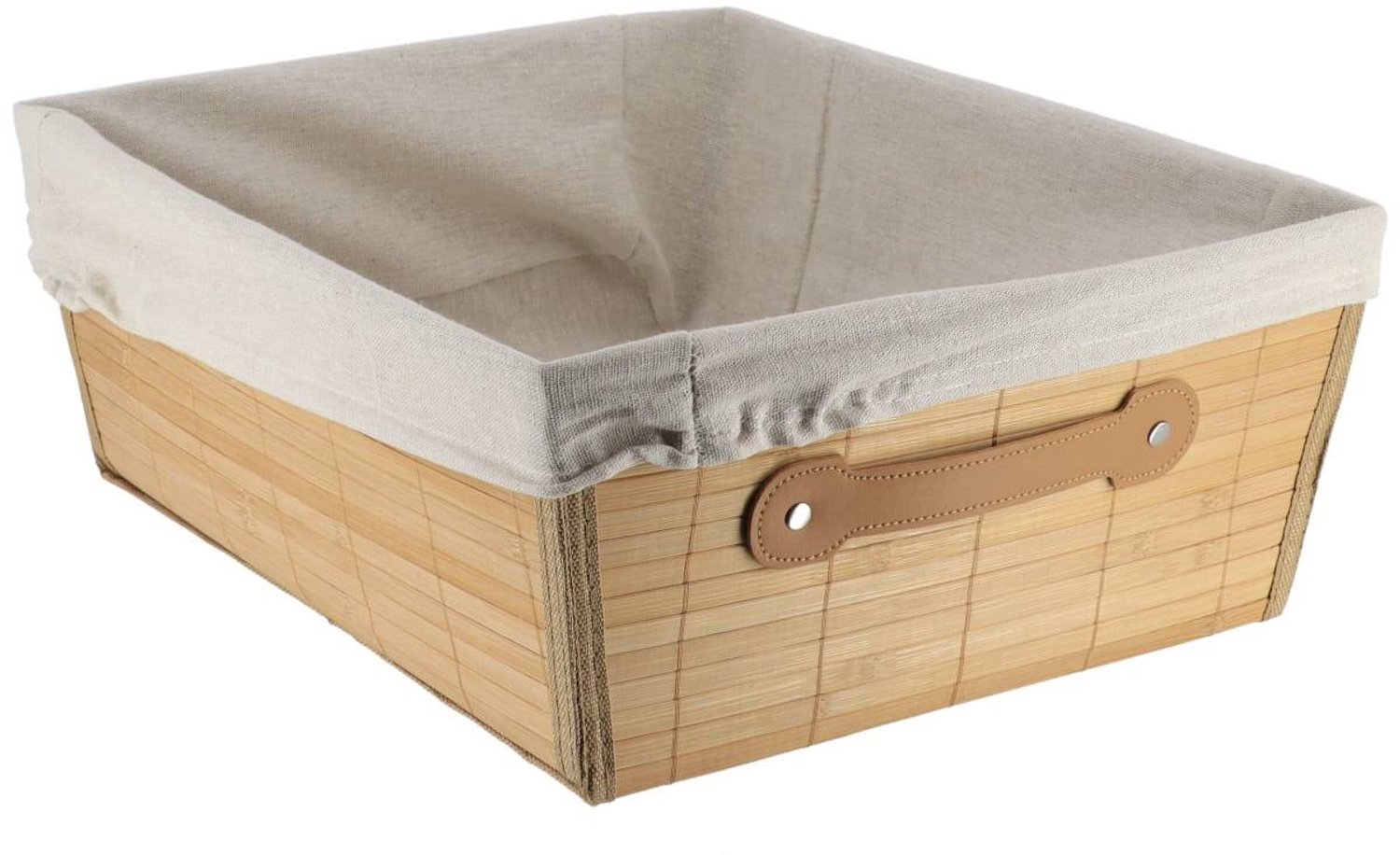Panière dressing en bambou et lin 40 x 32,5 x 15 cm