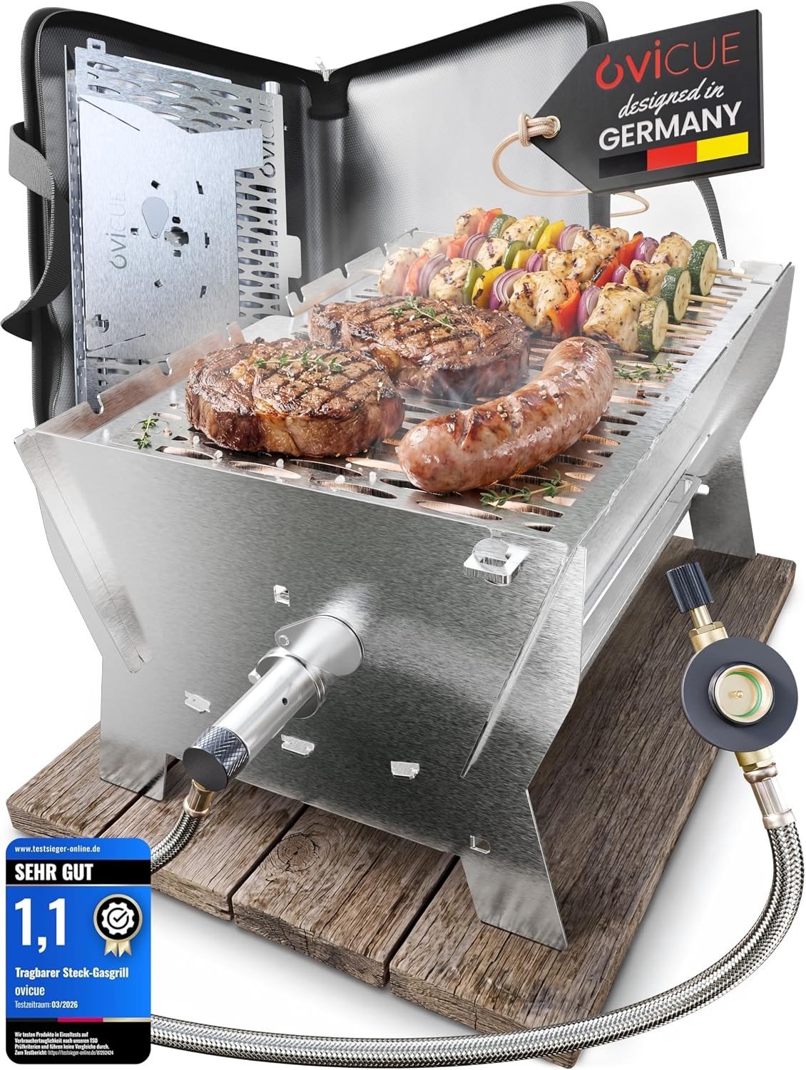 Grill - Groot - 21,5 x 31 x 17 cm - Roestvrij Staal - Voor Buiten en Reizen