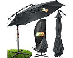 KESSER® Zweefparasol met voet 300cm x 300cm - Parasol 360° Draaibaar Incl. Beschermhoes Tuinparasol - Antraciet Ø 3m