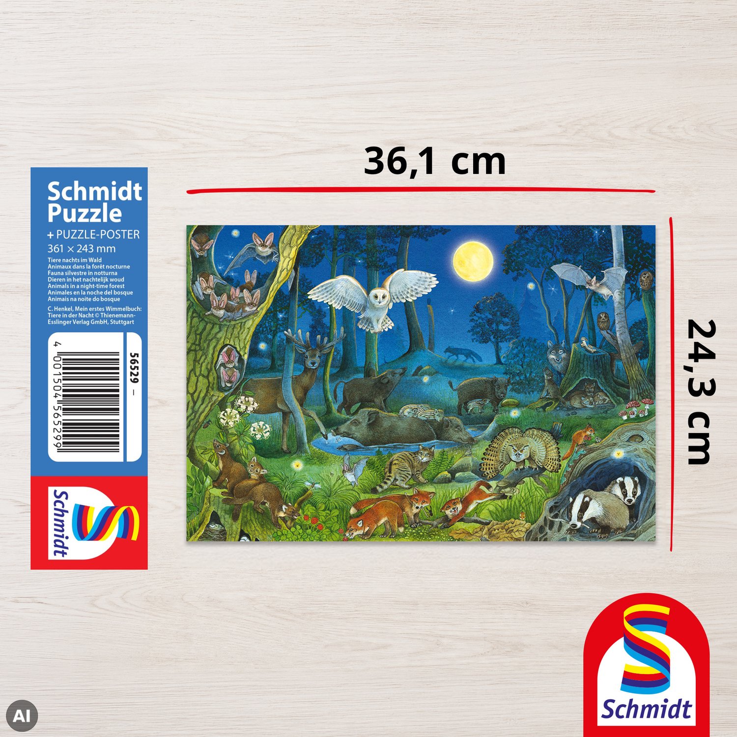 Schmidt - Legpuzzel - Dieren in het Nachtbos - 100 stukjes - Kinderen - vanaf 6 jaar — afbeelding 5