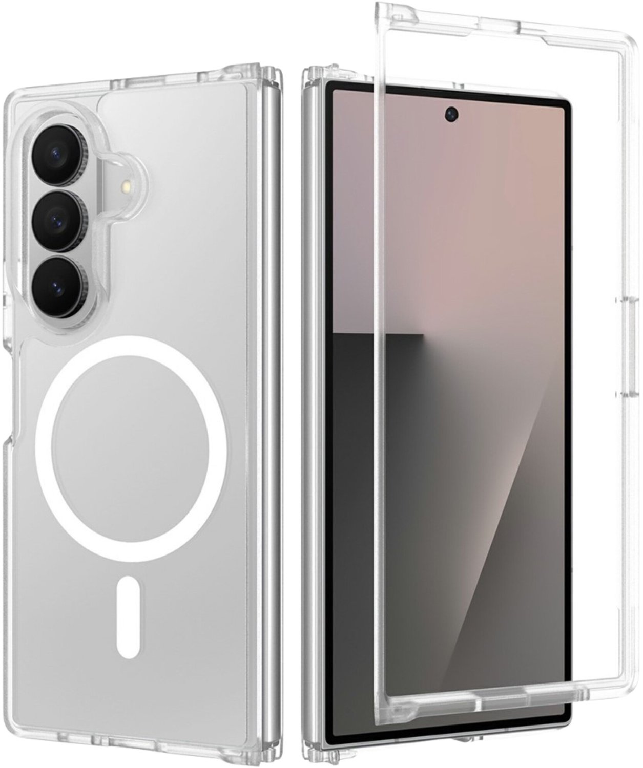 Casety Geschikt voor Samsung Galaxy Z Fold 8 Ultra backcover hoesje met magnetisch ondersteuning - Transparant