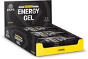 Displaydoos met 12 Pure. Lemon Energy Gels van 45g elk, zwart met gele accenten.