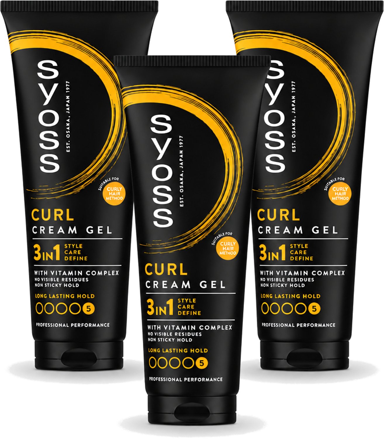 3 x Syoss - Curl Control - Gel - Voor Gedefinieerde Krullen - 250 ml - Voordeelverpakking - 3 stuks