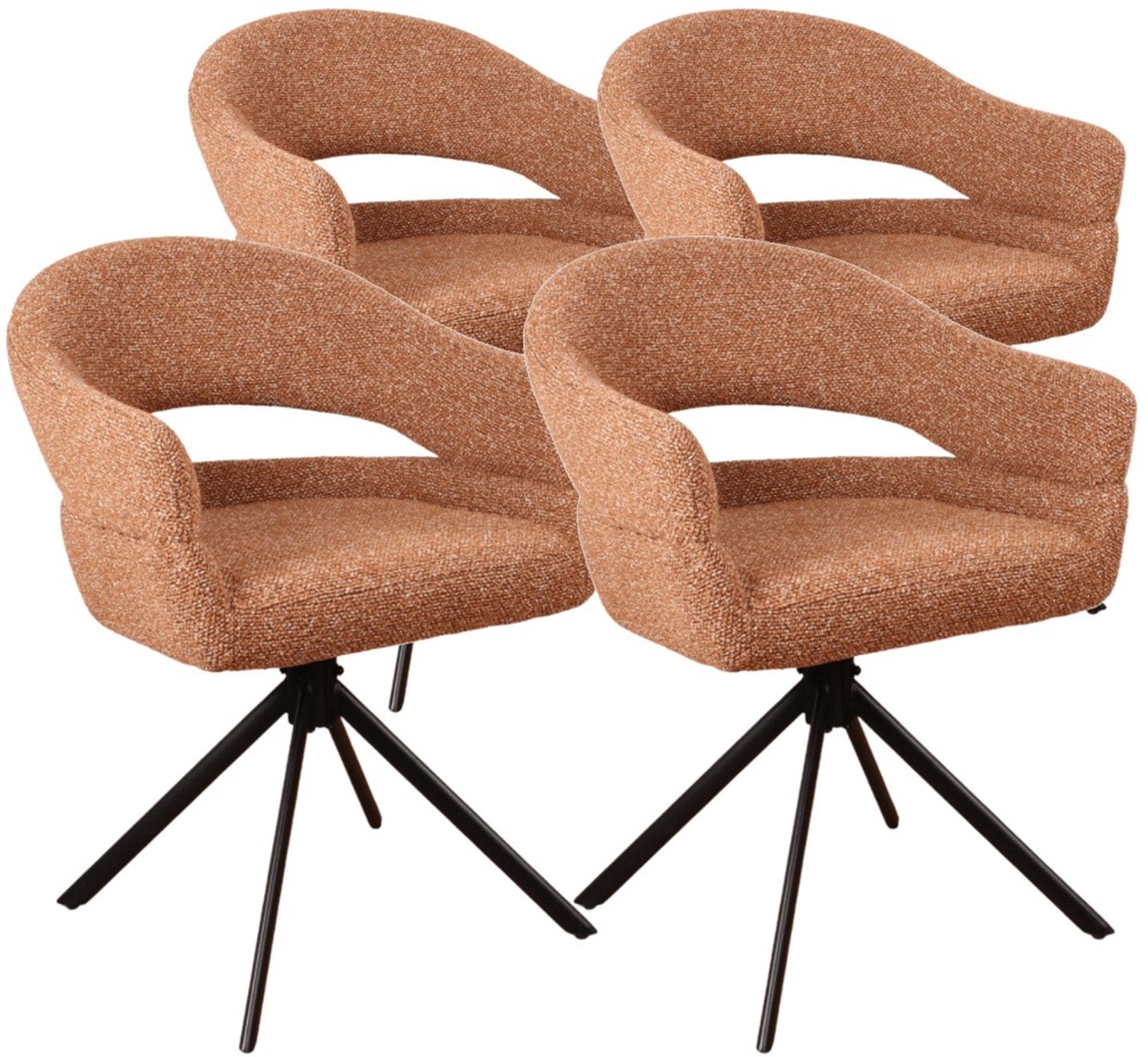 DS4U - - Bibi armstoel met terugdraaifunctie - Set van 4 - Roestbruin - Stof