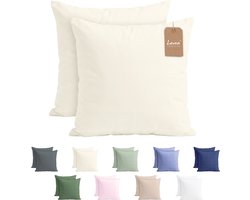 Lavea® Set van 2 Kussenslopen - 50x50 - 100% Microvezel - Zachte en Adememende Kussenhoezen, OEKO-TEX® Gecertificeerd - Crème